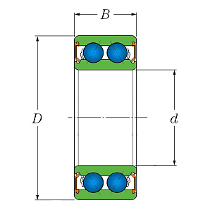 Подшипник 3206 2RS / 5206 2RS (3056206 2RS) Схема